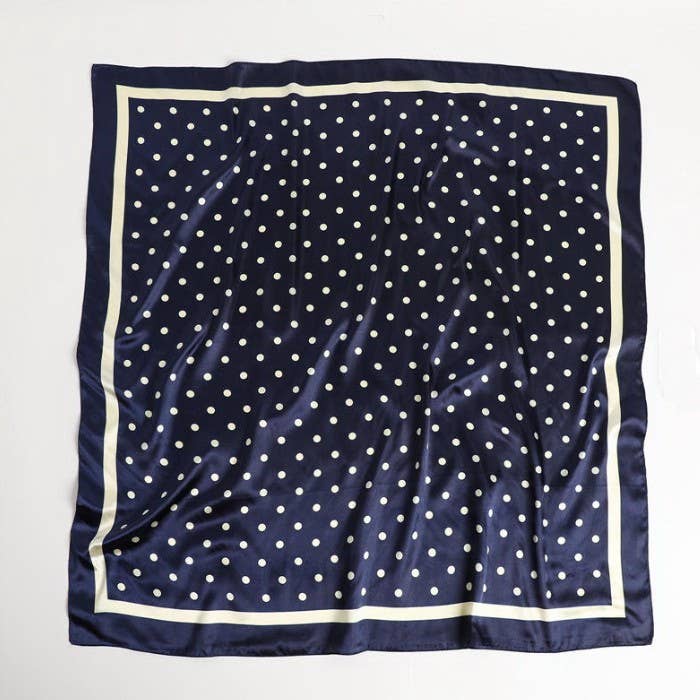 Navy Polka Dot Bandana Scarf