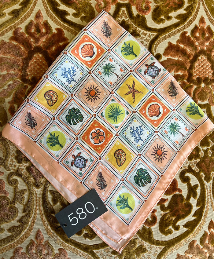 Nautical Shell & Palm Silky Feel Bandana Scarf