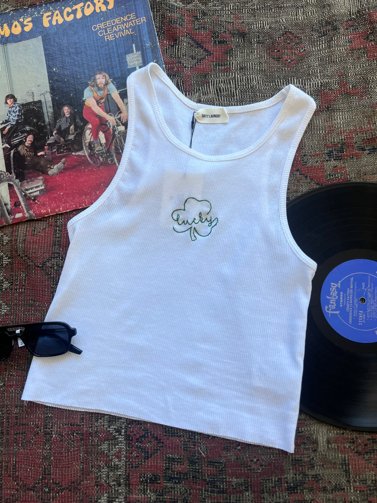 Lucky Clover White Tank Top