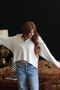 Cream Collared Relaxed Fit Long Sleeve