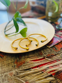 Inlaid Stone 18K GP Spiral Cuff + Malachite