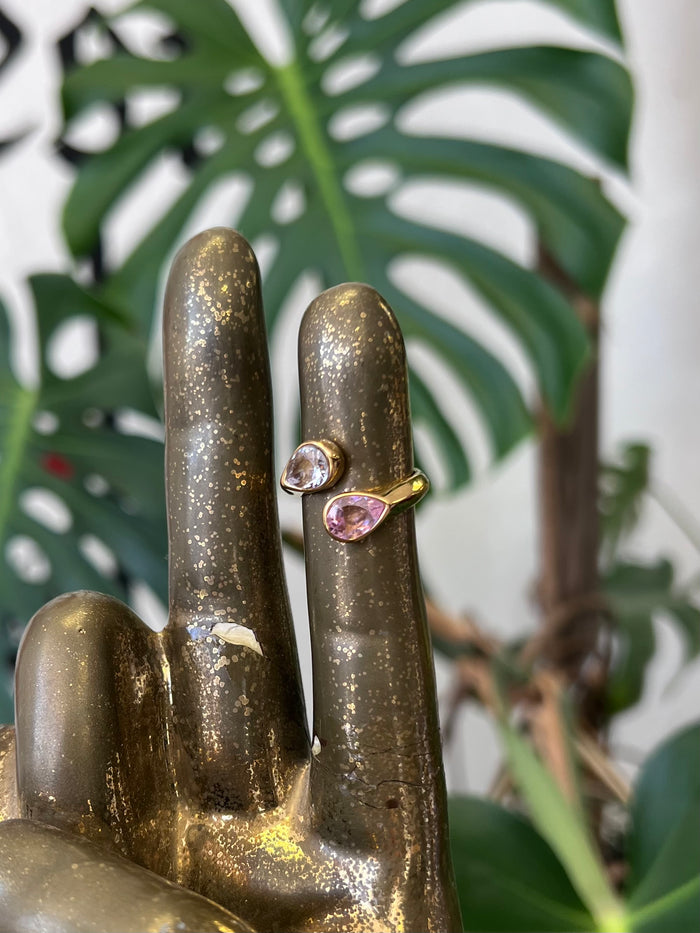 Pink Zircon 18K Gold-plated Stainless Steel Ring