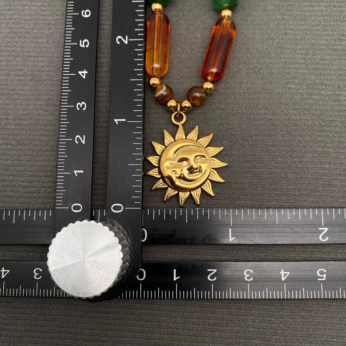 Chunky Boho Beaded Sun Necklace