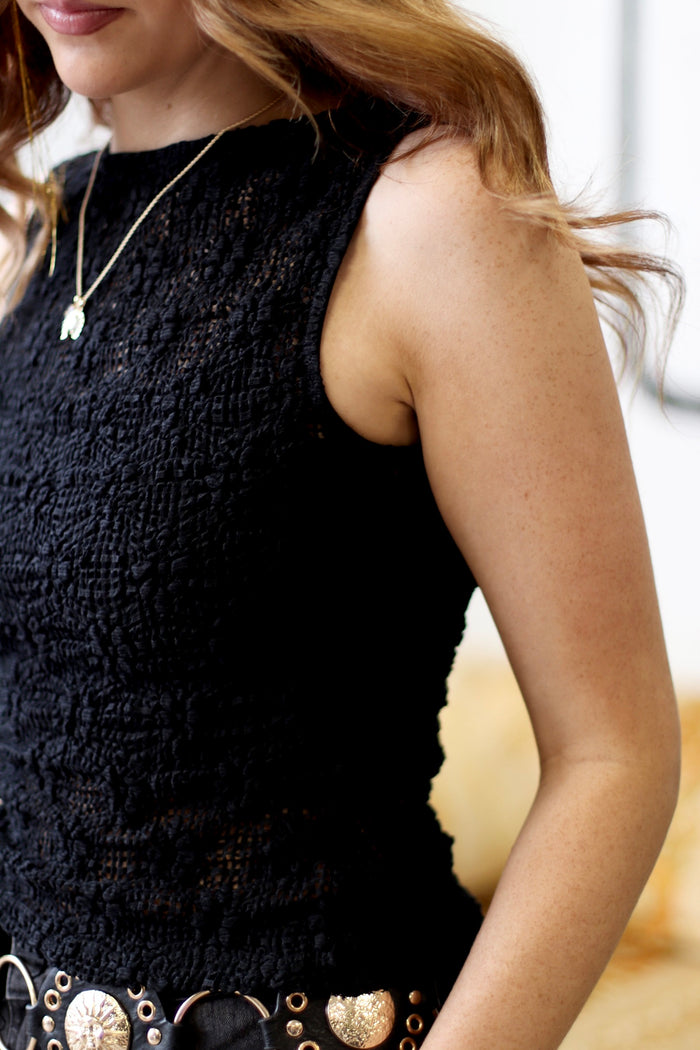 Syd Black Sheer Sleeveless Knit Top