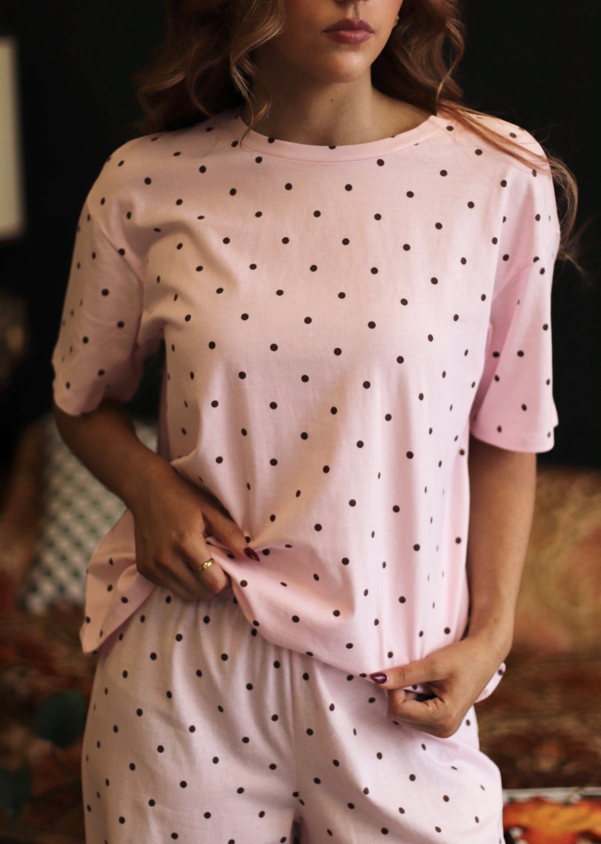 Becky Pink Polka Dot Top