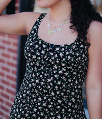 Indie Floral Mini Dress in Black
