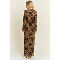 Velvet Flocking Long Sleeve Maxi Dress