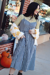 Greta Navy Gingham Dress
