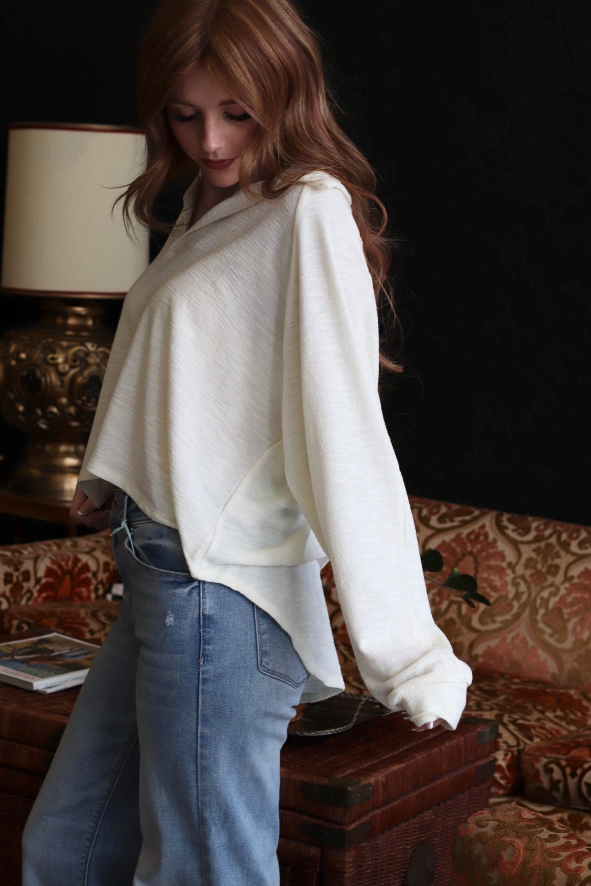 Cream Collared Relaxed Fit Long Sleeve