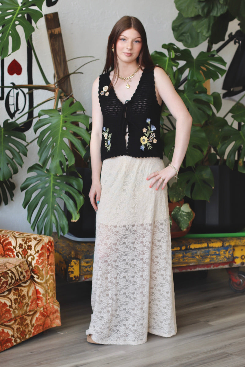 Lana Lace Maxi Skirt in Beige