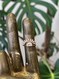 Zircon Inlaid 18K Gold Plated Stainless Steel Stacking Ring