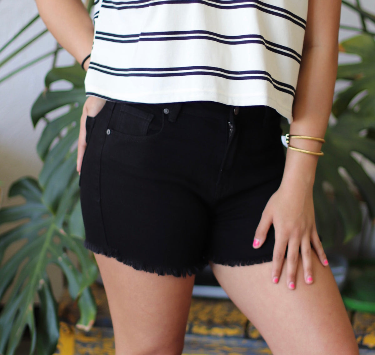 Ozzy Black Denim Shorts