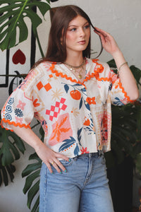 Citrus Summer Button Down Top