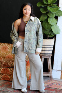 Mineral Wash Wide Leg Pants + Beige