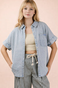 Skyline Chambray Button Down Top