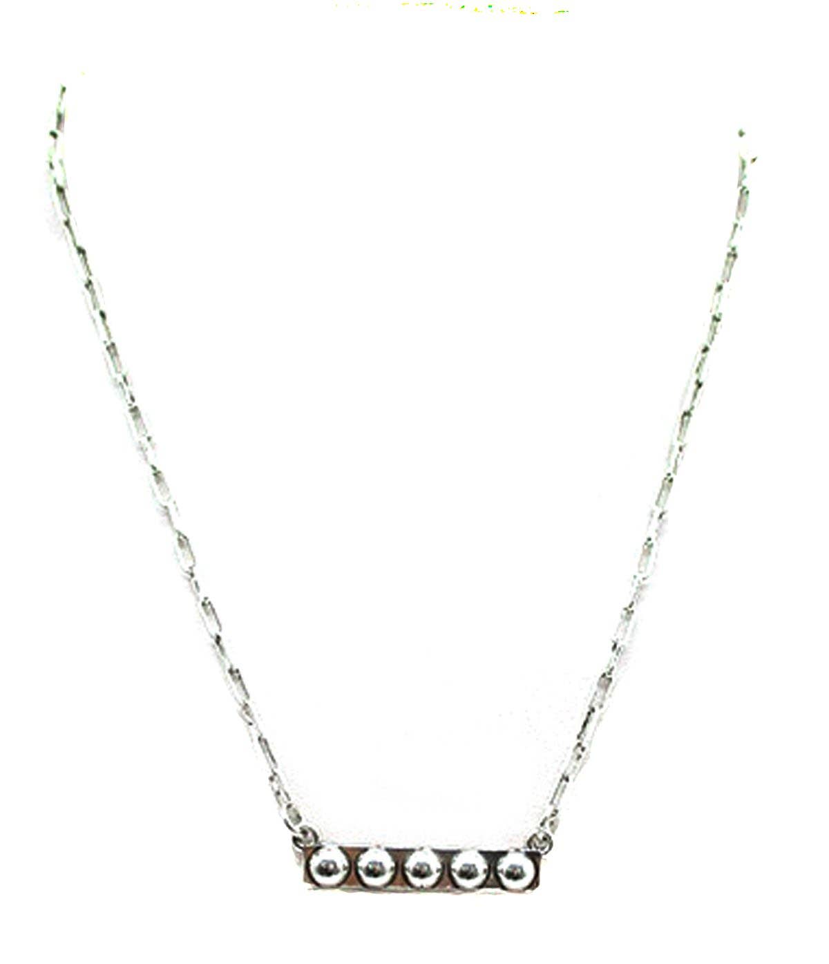 Western Bubble Bar Necklace: Silver