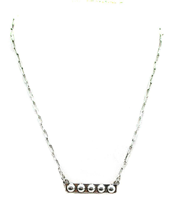 Western Bubble Bar Necklace: Silver