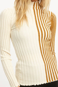 Striped Knit Long Sleeve Top in Mustard