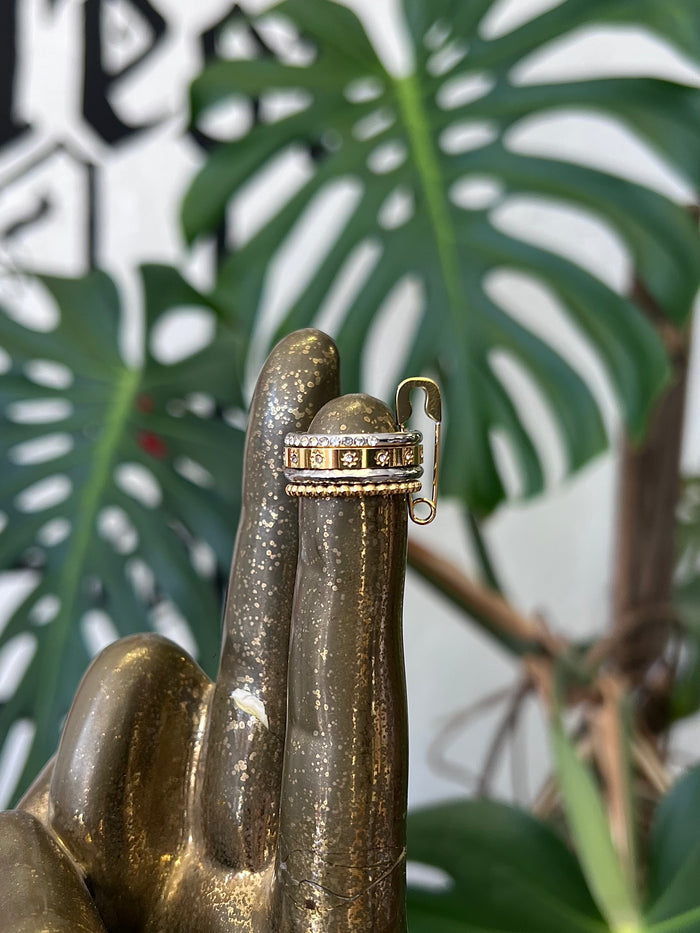 Two Tone 18K Gold Plated 4 Layer Stacked Safety Pin Ring