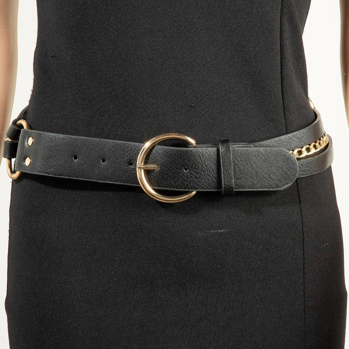 Concho Heart And Chain Vegan Leather Belt