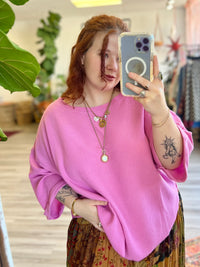 Curve + Holly Scoop Hem Top in Pink