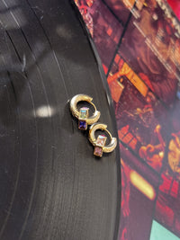 Zircon Inlaid 18K Gold Plated Huggie Earrings