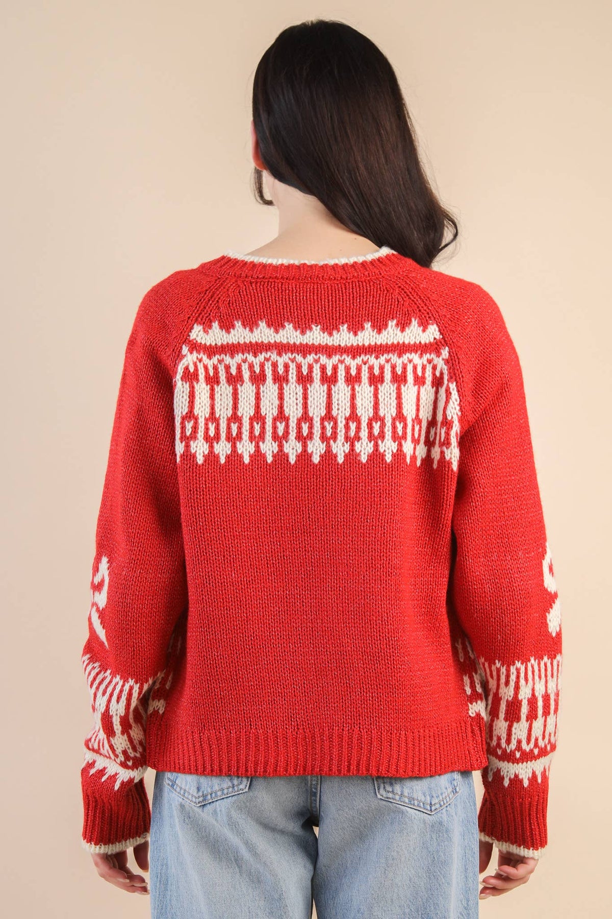 Swan Knit Cardigan + Red