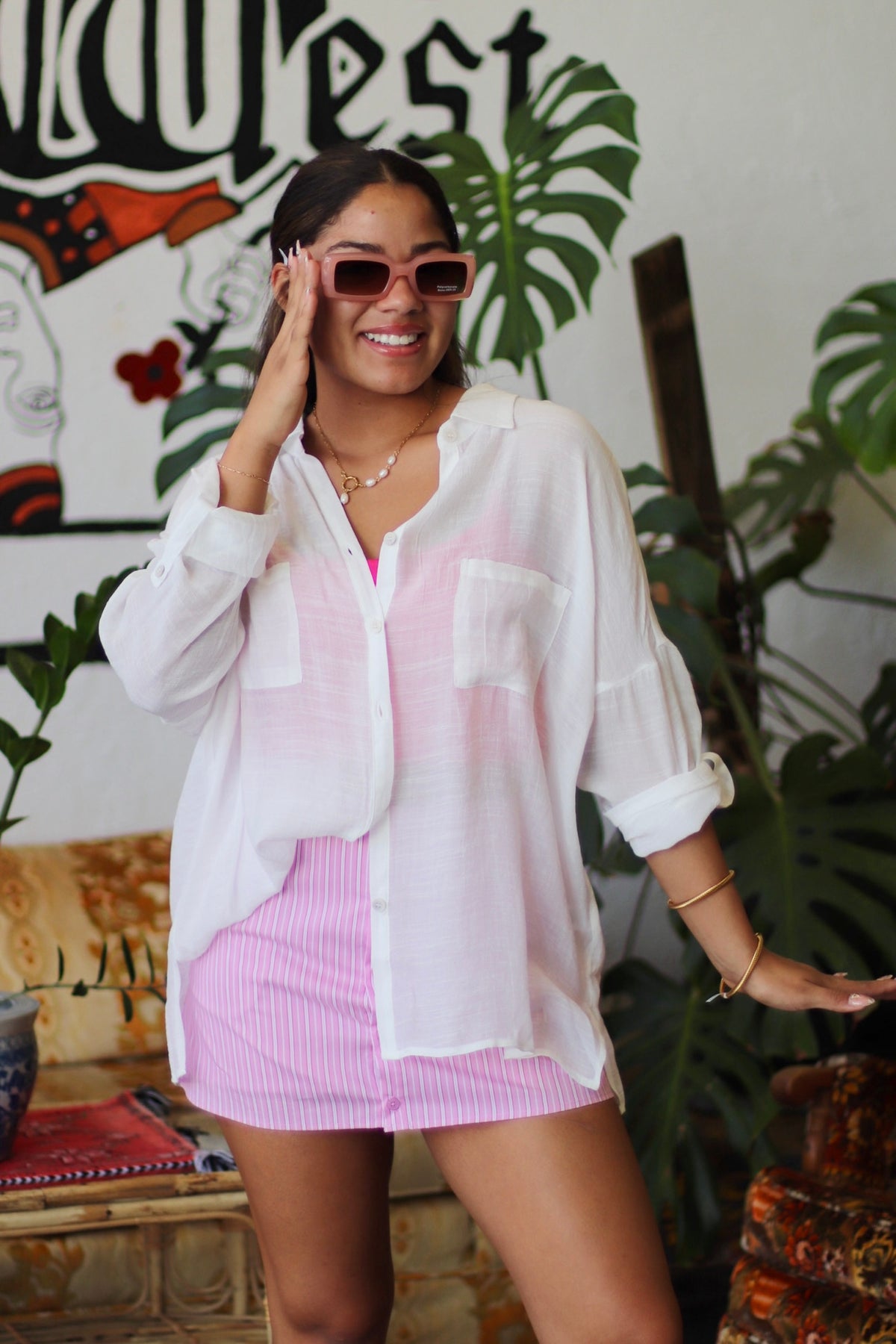 Betsy Pink Striped Mini Skort