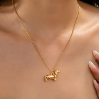 Gold Dachshund/Weenie Dog Pendant Necklace