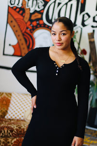 Layering Season Sweater Dress in Black
