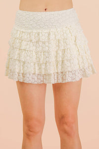 Tumbleweed Lace Mini Skirt W/ Inner Shorts Cream