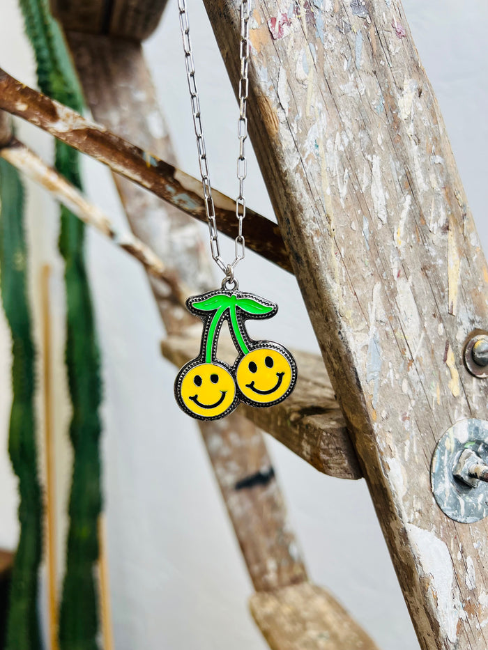Twin Smiling Cherry Necklace