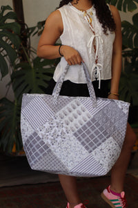 "Charming Greys" Quilted Tote Bag