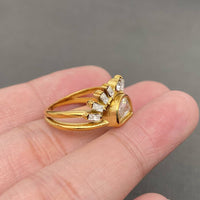 Zircon Inlaid 18K Gold Plated Stainless Steel Stacking Ring