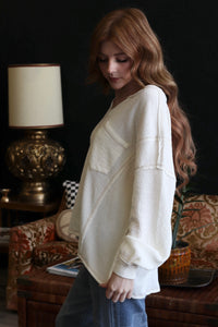 Juliette Ivory V neck Long Sleeve