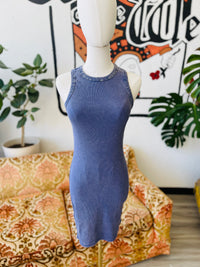 Lets Go Outside Ribbed Tank Dress in Dusty Indigo