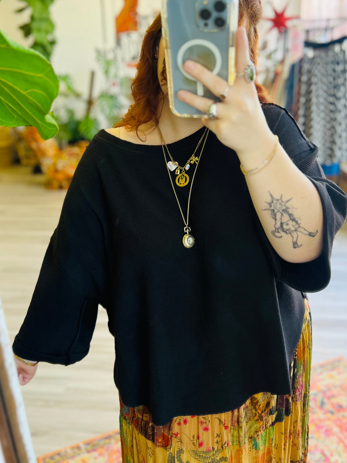 Curve + Holly Scoop Hem Top in Black