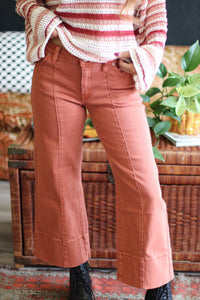 Nicole Wide Leg Cropped Pants + Rust