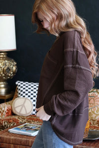Juliette Brown V neck Long Sleeve