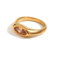 Horse Eye Zircon 18K GP Ring + Champagne