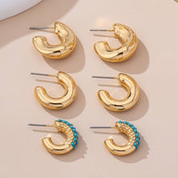 Turquoise Enamel Hoop Trio Earring Set