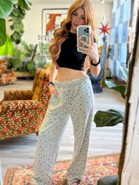 Rory Grey Floral Print Wide Leg Casual Pants