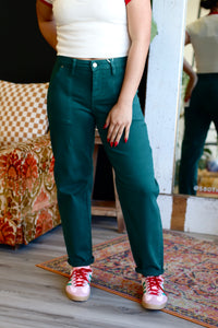 Lucky Green Cropped Barrel Pants