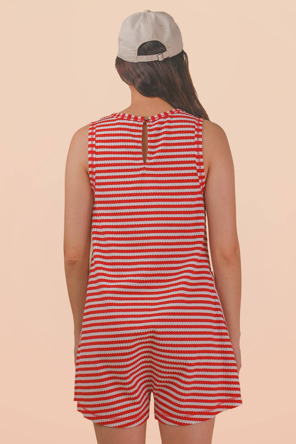 580 Striped Rust Casual Romper