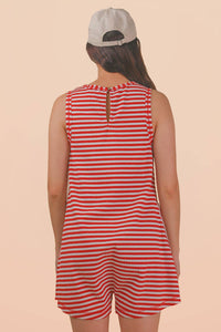 580 Striped Rust Casual Romper