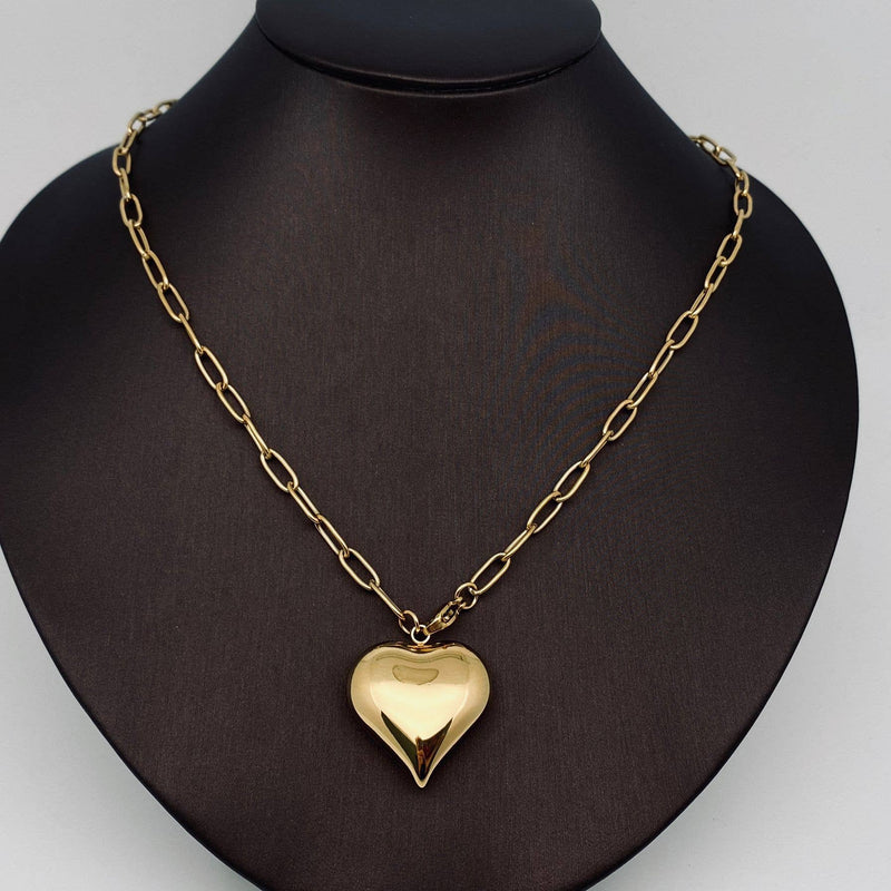 18K Gold Plated Paper Clip Heart Necklace