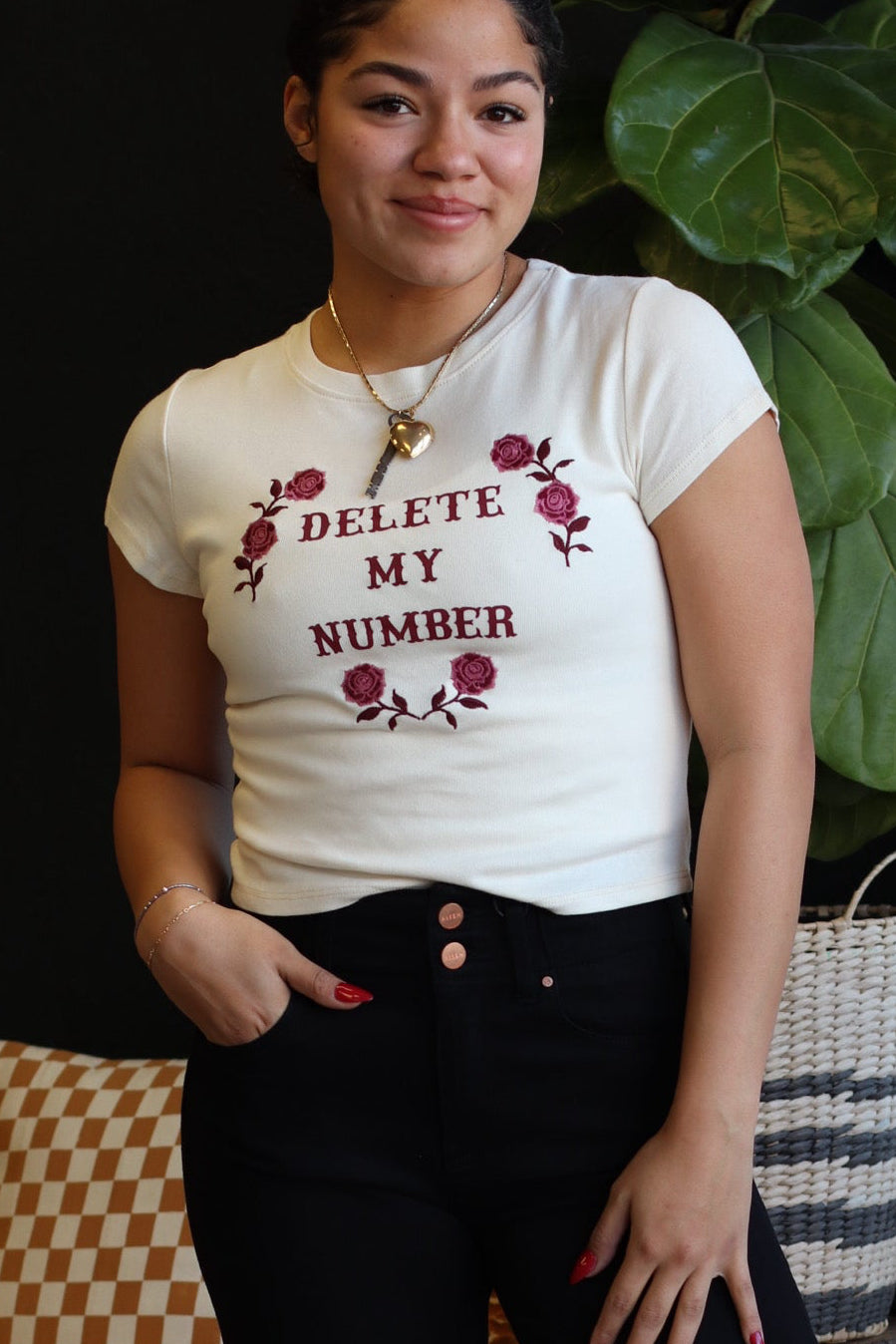 Delete My Number Cropped Tee