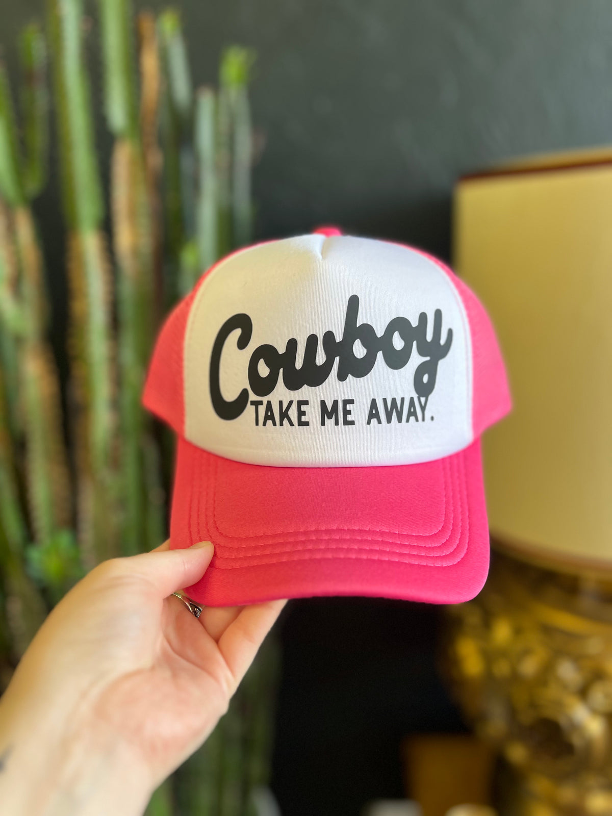 Pink Cowboy Take Me Away Trucker Hat