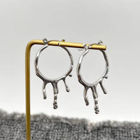 Lava Drop Hoop Earrings in Silver