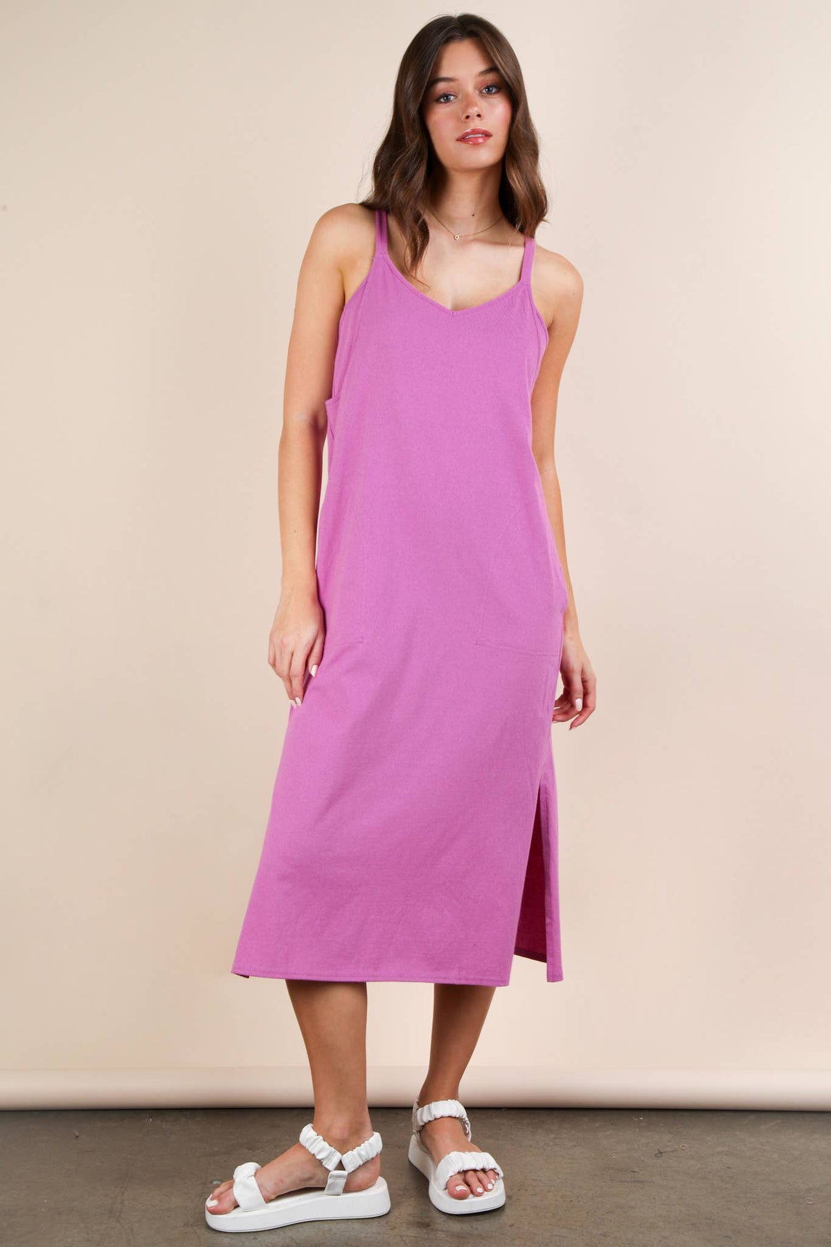 *Sleeveless Midi Dress in Orchid